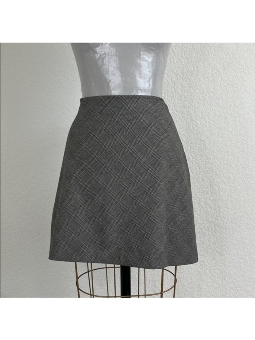 Wilfred Checkered Plaid Windowpane Gridded Mini A Line Skirt